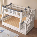 lit superposé enfant blanc gris tapis jouets draps rangement classique multifonction simple moderne chambre