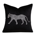 housse coussin brodée léopard velours élégante noir vert décorative maison voiture 45x45cm 30x50cm fixations