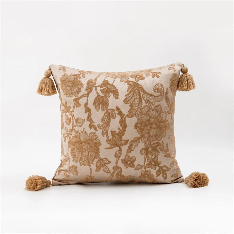 coussin patchwork fleur bohème chic blanc orange pompons adhésif 30x70cm 45x45cm polyester coton lavable