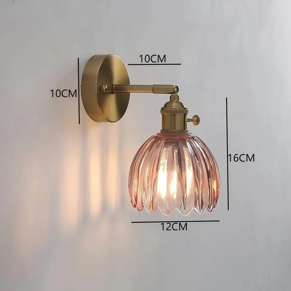lampe murale moderne verre floral or vert translucide vintage fixée mur led contemporain