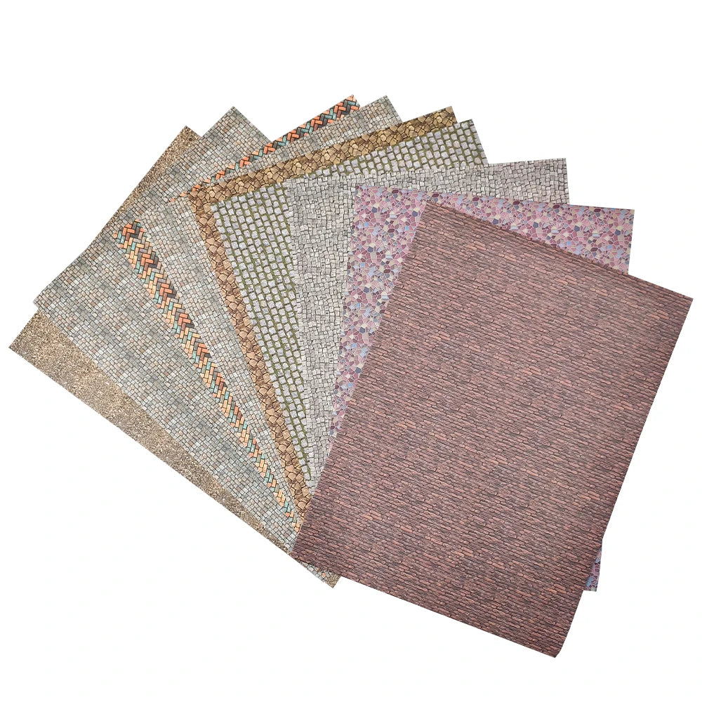 sticker adhésif sol réaliste bâtiments gris marron vert rose diy craft papier
