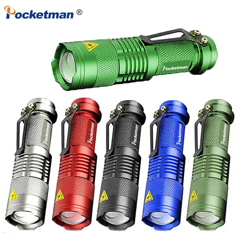 torche led étanche modes lumiere intense résistante chocs vert rouge noir bleu