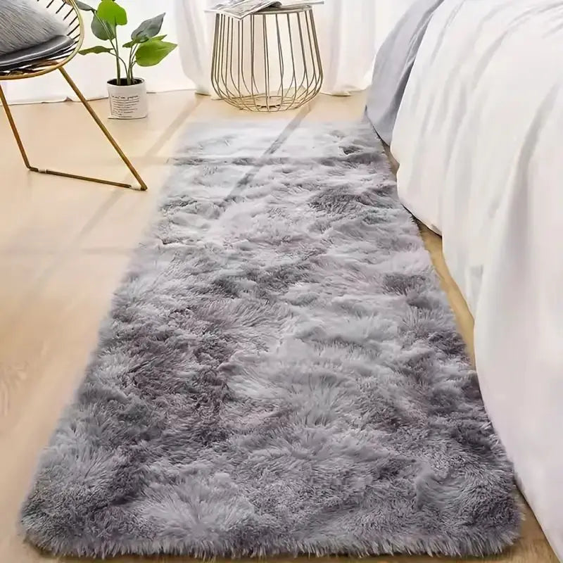 tapis noir blanc gris doux peluche épaisse moderne antidérapant confortable salon chambre coucher