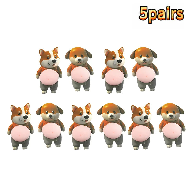 figurine chien peluche adhésive cartoon mignonne orange grise blanche décoration téléphone cadeau enfant festival