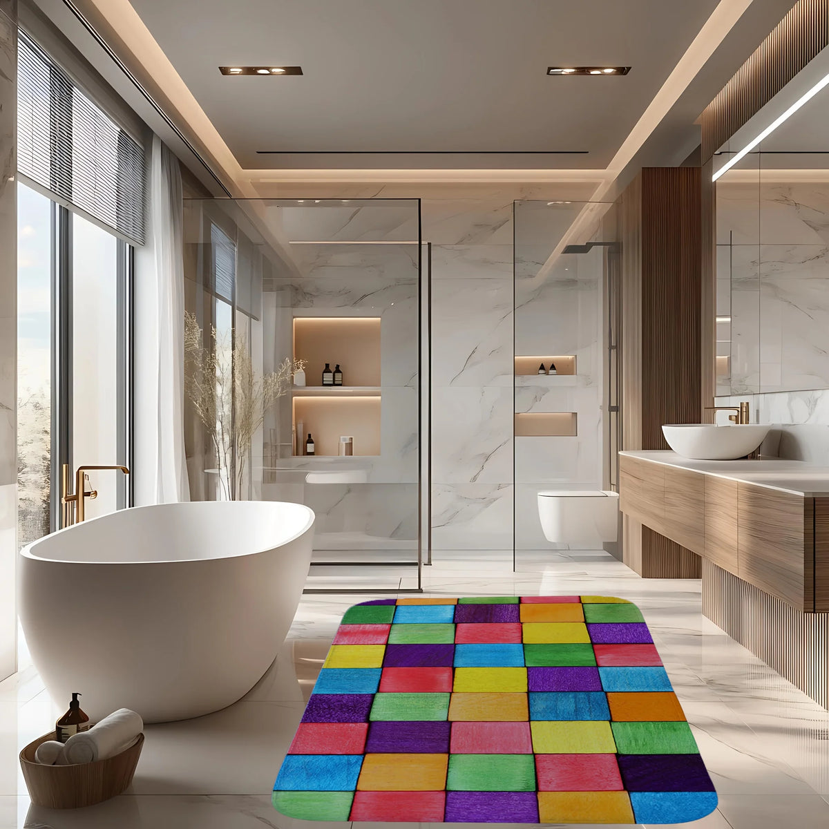 tapis sol multicolore carreaux géométriques moderne antidérapant lavable machine haute qualité velours épais coussin
