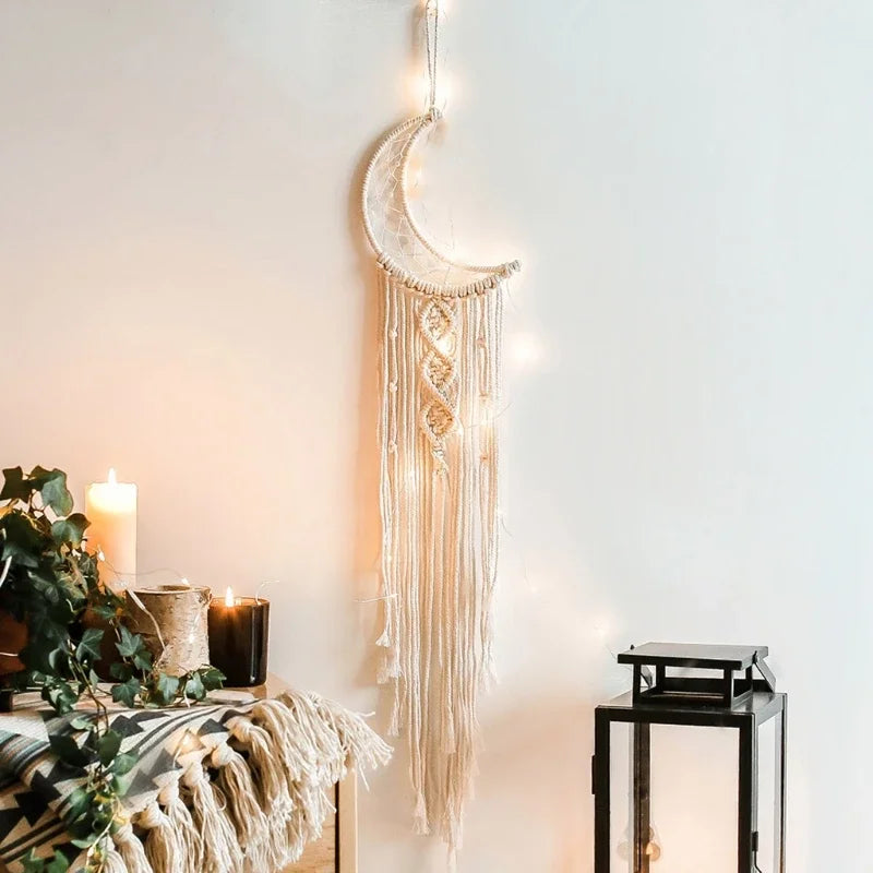 décor boho dreamcatcher blanc macramé franges chambre enfant tapisserie murale polyesterSuspensiondirecte