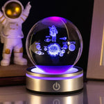 veilleuses boule cristal galactique planètes étoiles moderne lumière led transparentes enfants chambre deco table