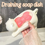 support savon chat blanc moderne tache rose salle bain accessoire bain blanc opacité moderne