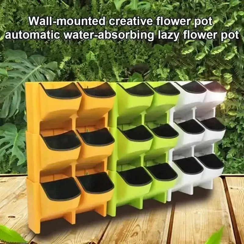 pots fleurs muraux modernes minimaliste vert orange blanc plante artificielle fixations murales