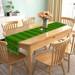 nappe deco sportive terrain football imprimé vert blanche table été polyester imitation lin