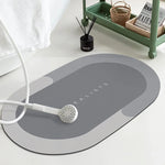 tapis bain absorbant antidérapant moderne motif abstrait ovale gris blanc