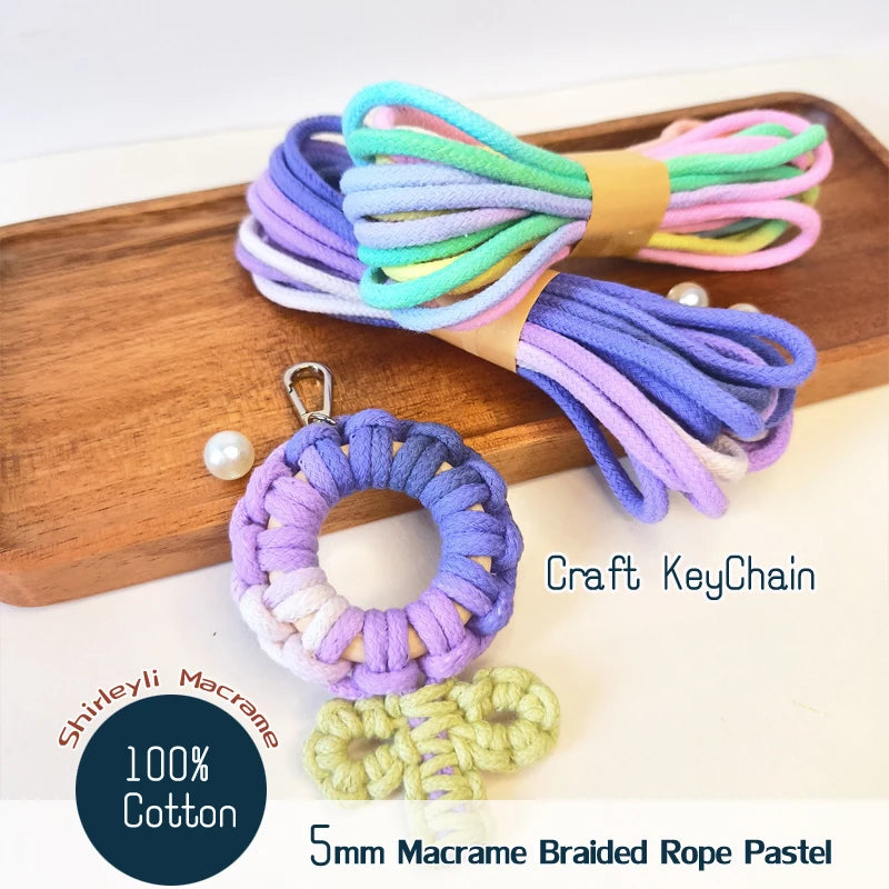 corde tressée macramé pastel haute ténacité 100% coton créative boucle métallique écologique artisanale