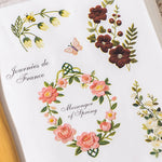 autocollants decoratifs fleurs feuilles papillons abeilles multicolores brodees scrapbooking journal decoration craft