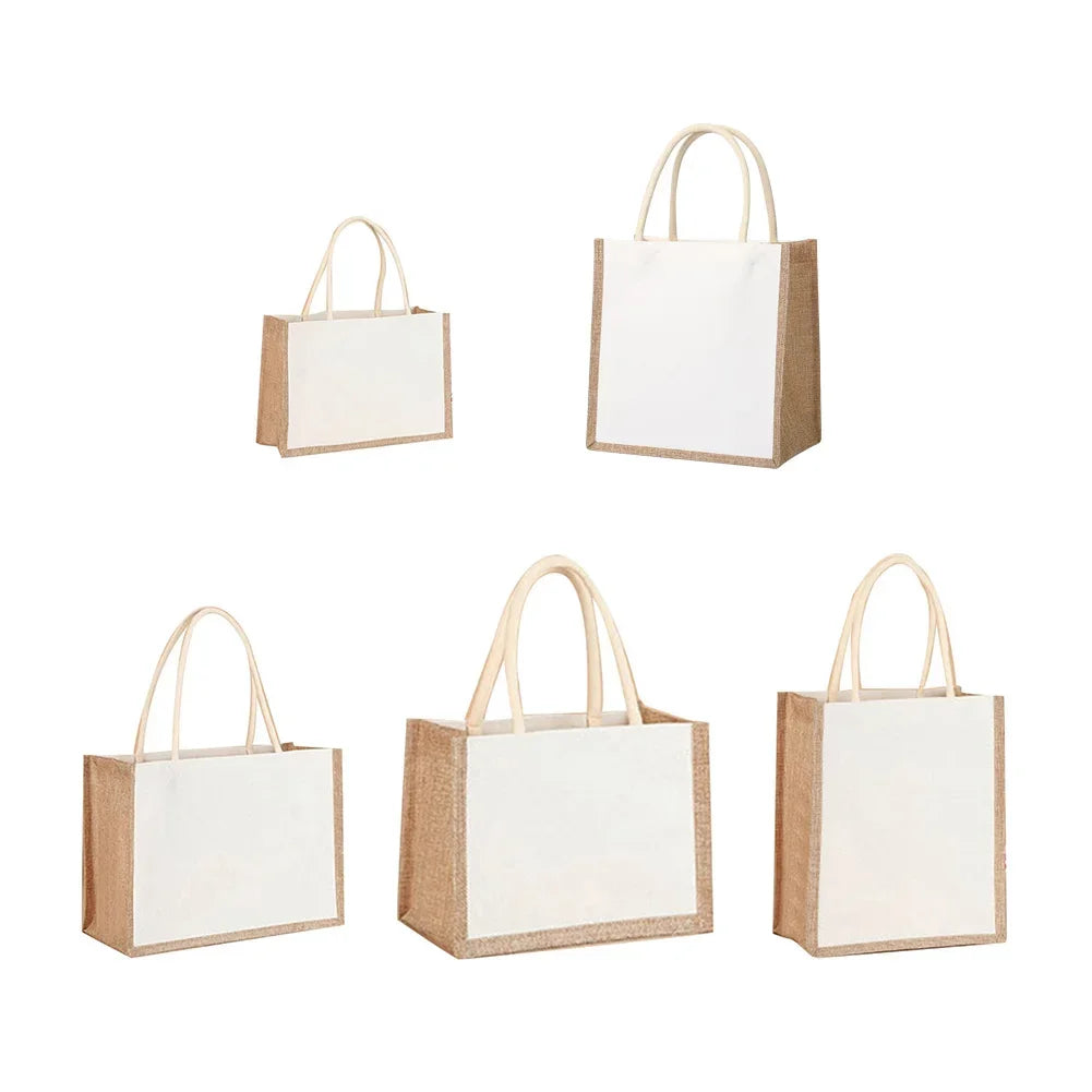 sac main moderne toile jute beige blanc voyage casual tridimensionnel poignées cuir