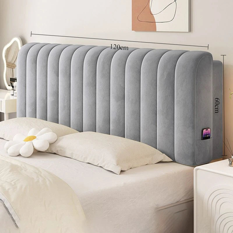 tête lit moderne velours uni beige clair adhésif poche smartphone grande tailleversiblewasher