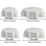 nappe ronde table extérieure beige clair franges pompons diamètre 60 90 160 180 cm