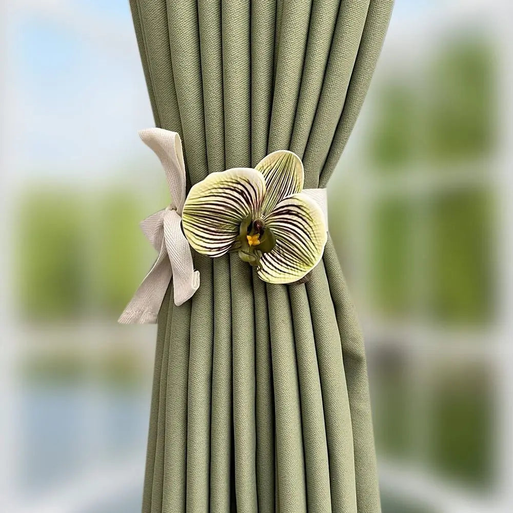 accessoires rideau fleurs artificielles couleurs multiples tissu coton plissé floral romantique fixations corde