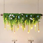 Suspension lumineuse rustique feuilles fleurs vert blanc led pendentif naturel chambre salon