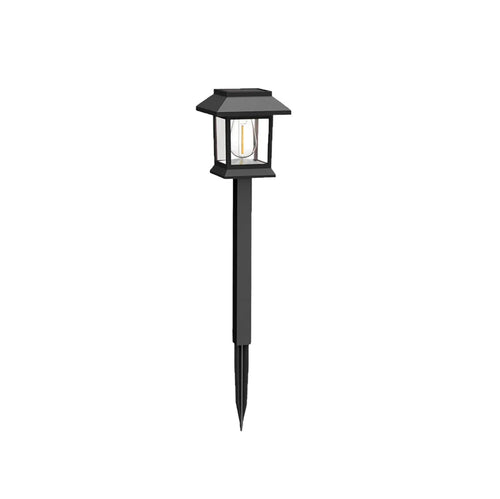 lampes solaires autonomes noires transparentes modernes jardin cheminées fixations piquets flux lumineux nocturne