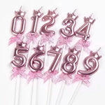 bougies chiffres anniversaire rose glitter couronne piquées decoration festive gâteau