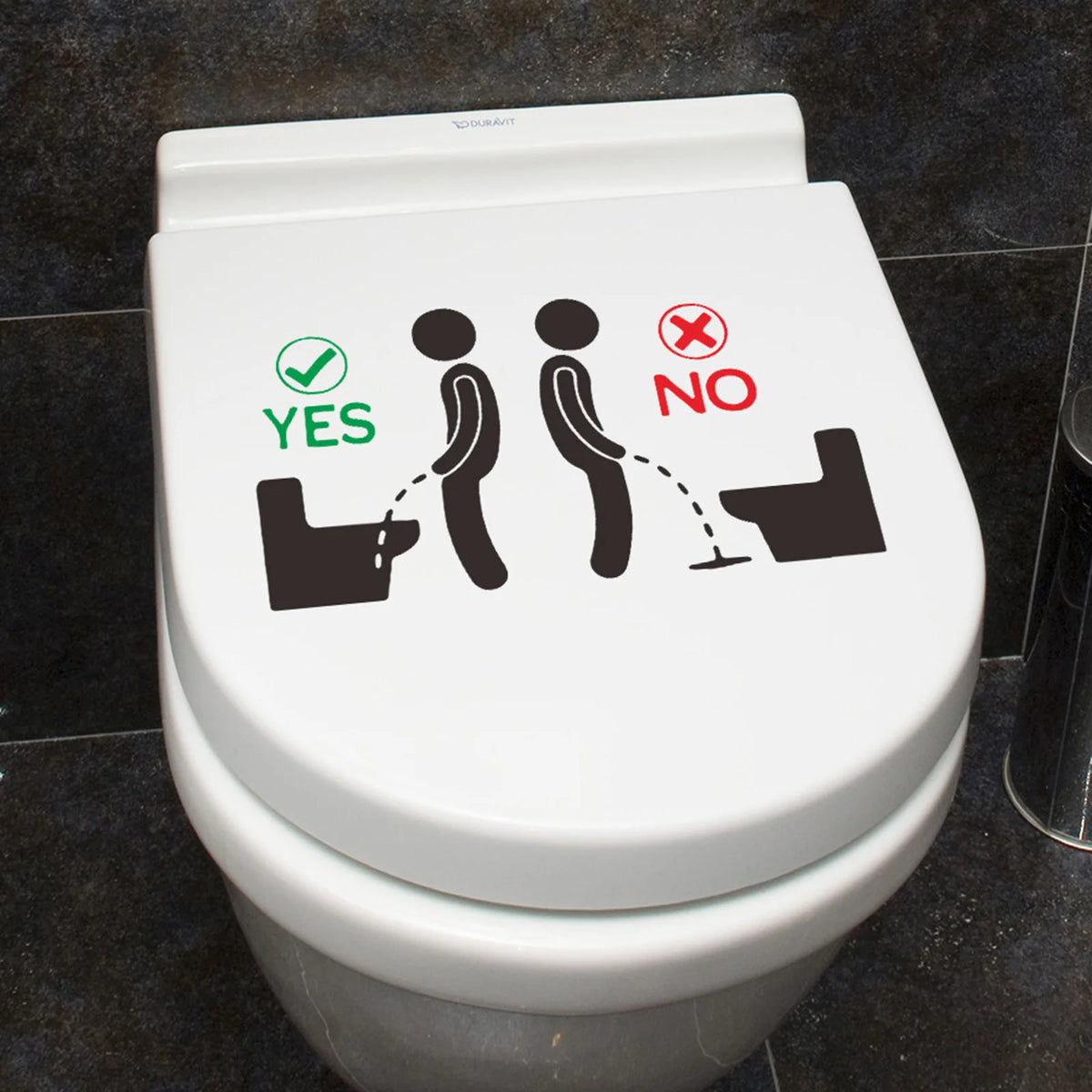 sticker adhésif toilette graphique positions correctes enfants salle bain pvc