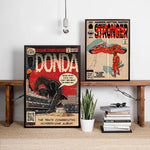 affiche toile illustration moto texte rouge noir vintage pop art décoration maison chambre salon