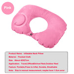 coussin voyage gonflable forme cou confortable velours gris rose bleu ergonomique portable sac rangement