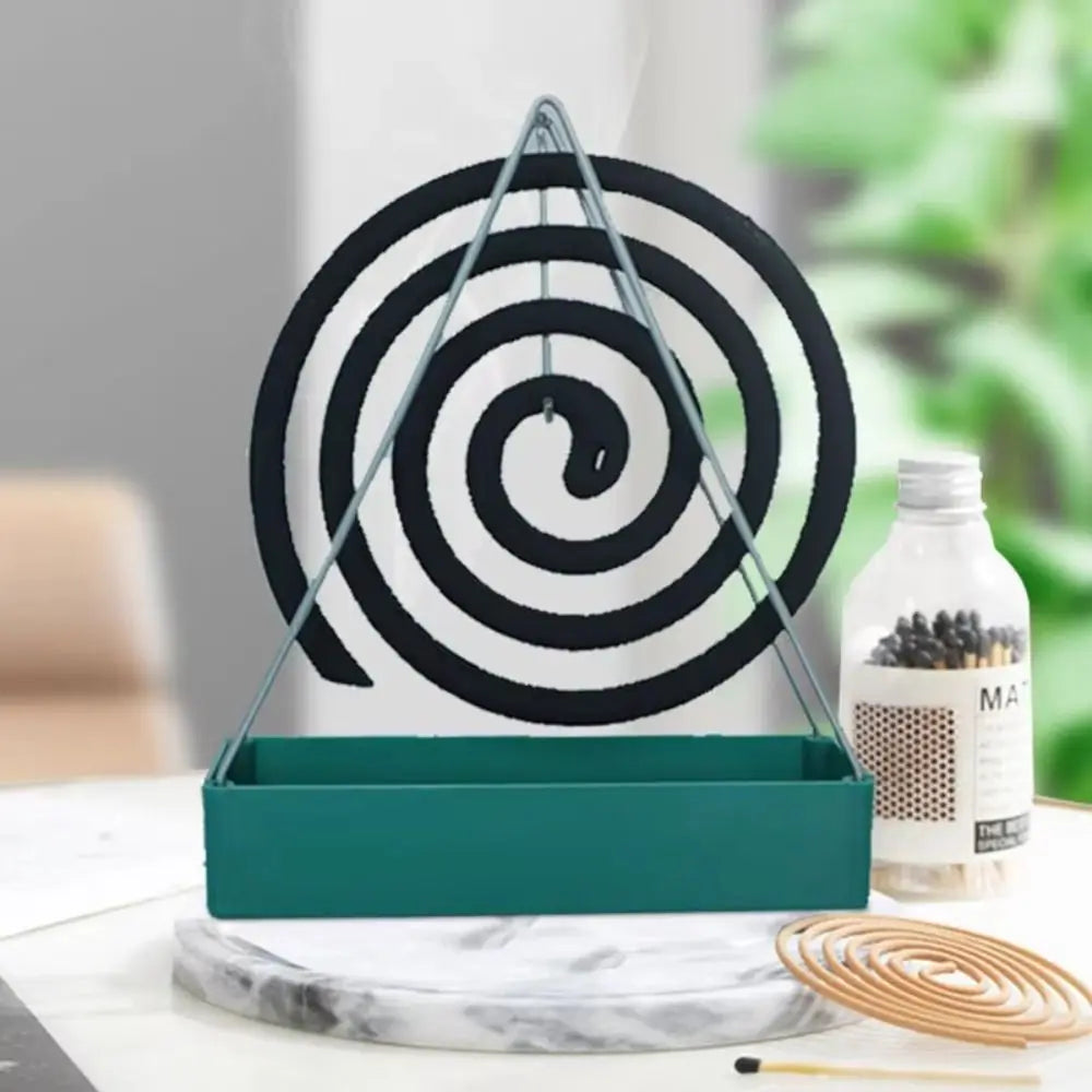 support métallique moderne porte spirale anti moustiques vert noir deco intérieure minimaliste spirales fleurs