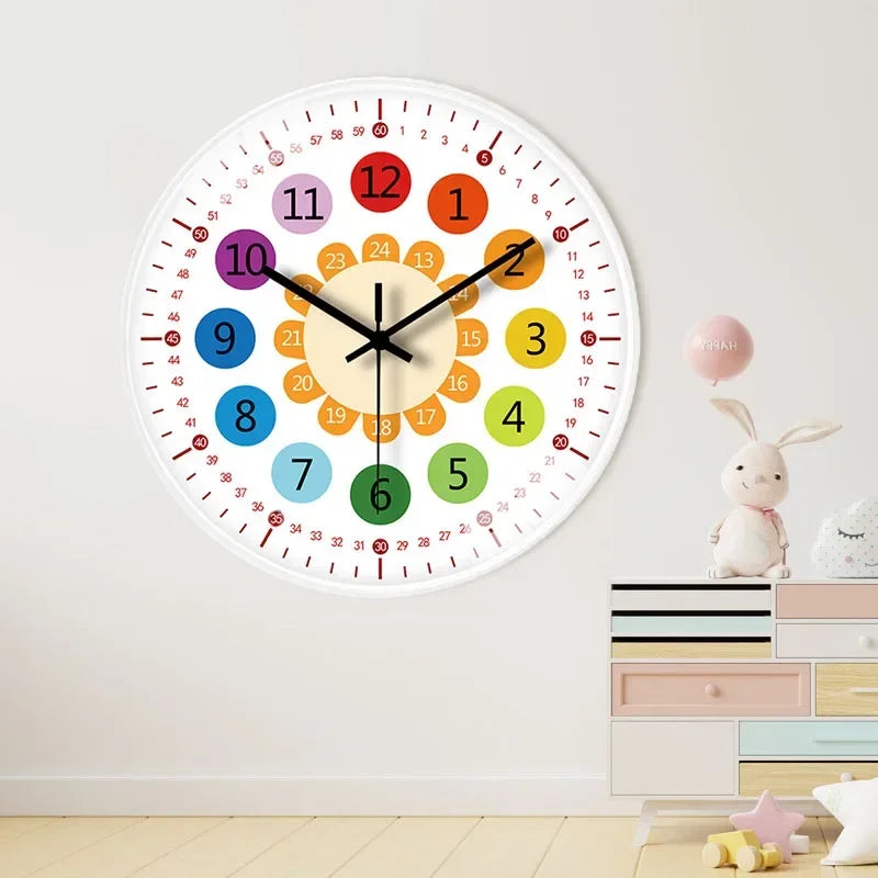 horloge murale dessin animé quartz aiguille enfantin vaisseau spatial blanc mural