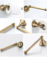 porte serviette bronze classique porte roll doré antique ensemble accessoires salle bain texture vieillie