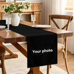 nappe rectangulaire table runner noir tissu lisse polyester rustique décoration intérieure fêtes