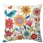 housse coussin motif floral moderne polyester blanc décoration chambre canapé douce 45x45cm