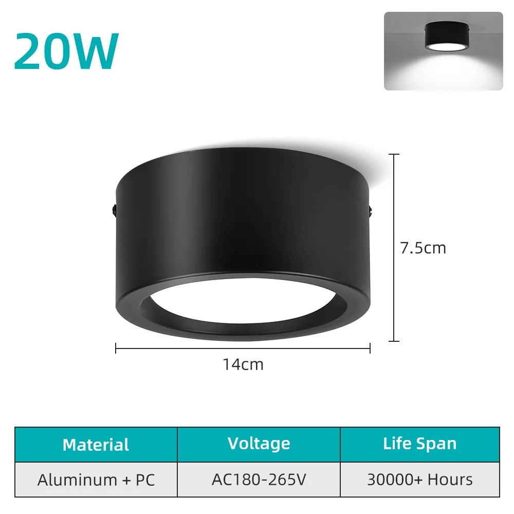 Lampe led ultra mince moderne blanc surface montée 20w 30w 10 15 sources rond