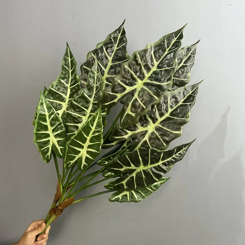 plantes artificielles feuilles larges vertes décoration tropical extérieur imitation végétal texturé 71cm