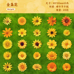 autocollants fleurs multicolores artificielles réalistes opaques paquets 25 pièces chaque journal collage decoration
