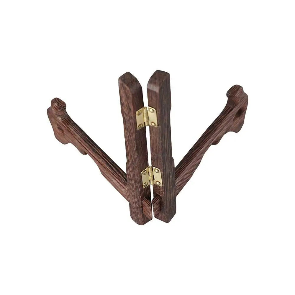 support assiettes bois marron texture naturelle classique visibles métalliques pliable utilisation multiple