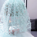 tissu brodé 3D papillons arc ciel noir rose bleu translucide couture décoration mariage