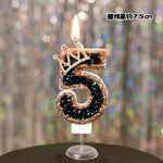 bougies anniversaire numériques or noir brillantes festives décoration pâtisserie chiffres strass transparent