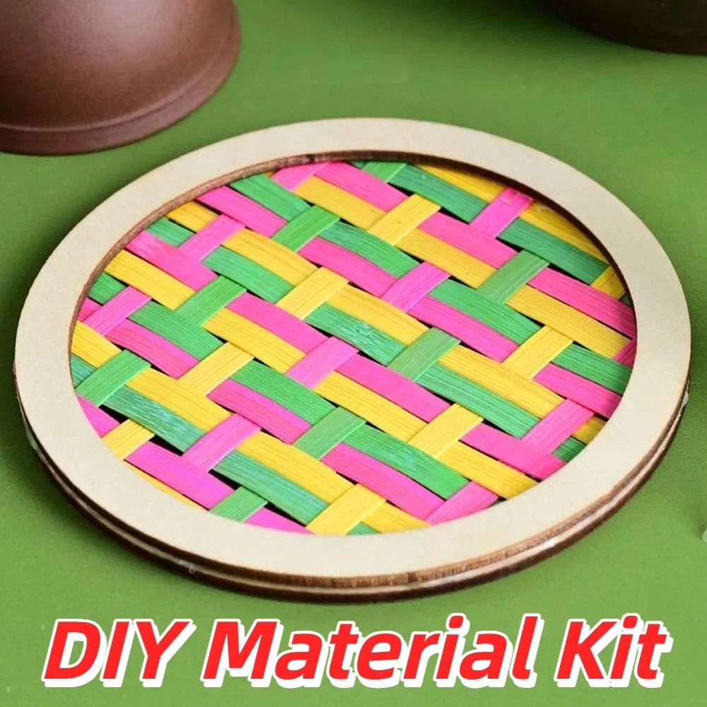 coasters tissés bambou multicolores traditionnels faits main opaques pack diy