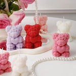 bougies parfumées forme nounours parfum rose couleur violet rouge blanc aromathérapie