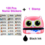 timbres personnalisables dessins animés animaux bleu noir rose blanc jaune gris daisyscrição