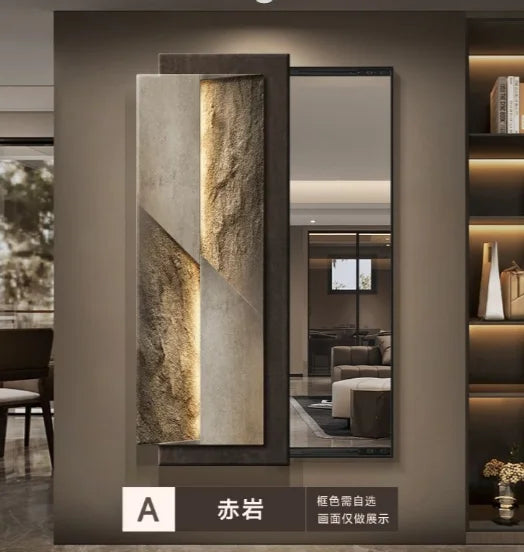 miroir decoratif contemporain gris beige crystal film aluminium alloy living room bedroom