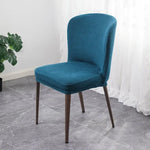 housse chaise moderne polyester imprimé géométrique bleu gris rose anti poussière fixations métal
