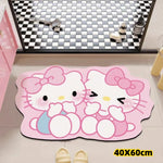 tapis salle bain antidérapant absorbant rapide dessin animé hello kitty motifs musicaux coeurs ours