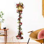 autocollants muraux vintage fleurs roses oiseau romantique doré rose rouge vert adhésif