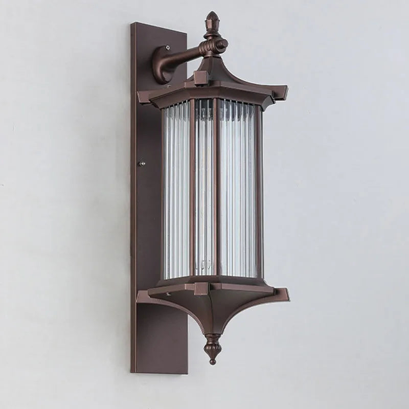 applique murale classique marron transparente étanche e27 extérieure veranda jardin entrée villa traditionnel fixations