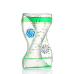 sablier liquide vert bleu transparent spirales flottantes décoration intérieure relaxante hypnotique