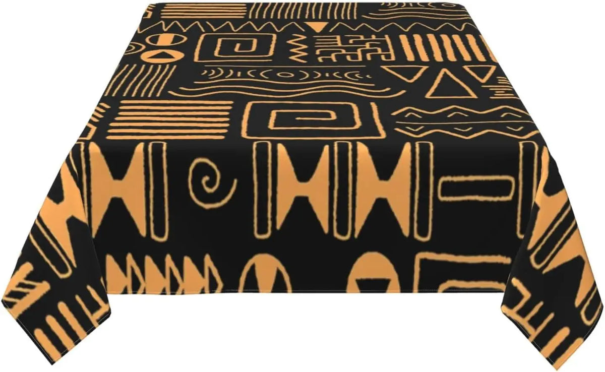 nappe rectangulaire géométrique moderne noire orange réutilisable polyester table manger festive vacances