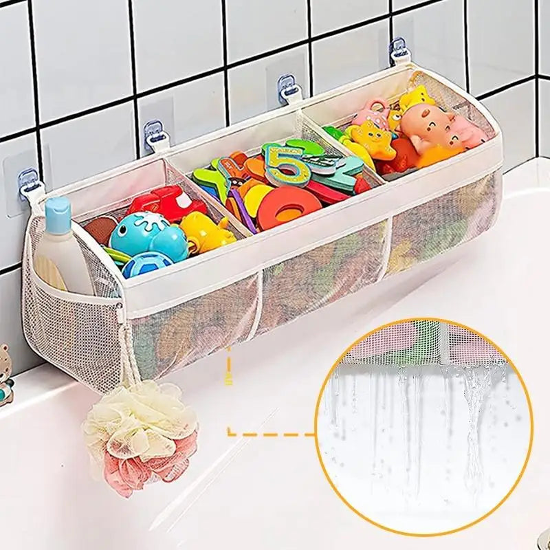 Sac rangement bain blanc nuages arc ciel clips adhésifs réutilisable moderne jouets bouteilles