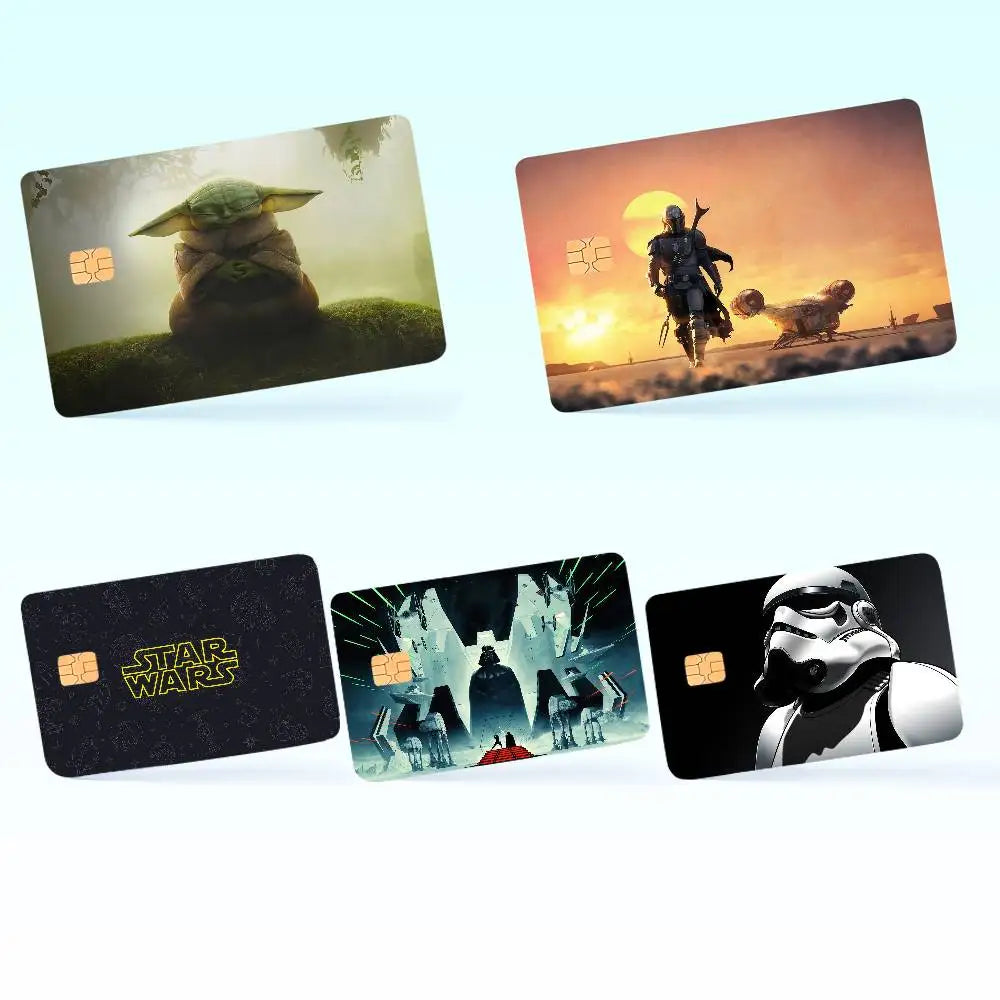 autocollants carte bancaire star wars images films vert beige noir orange bleu blanc adhésifs